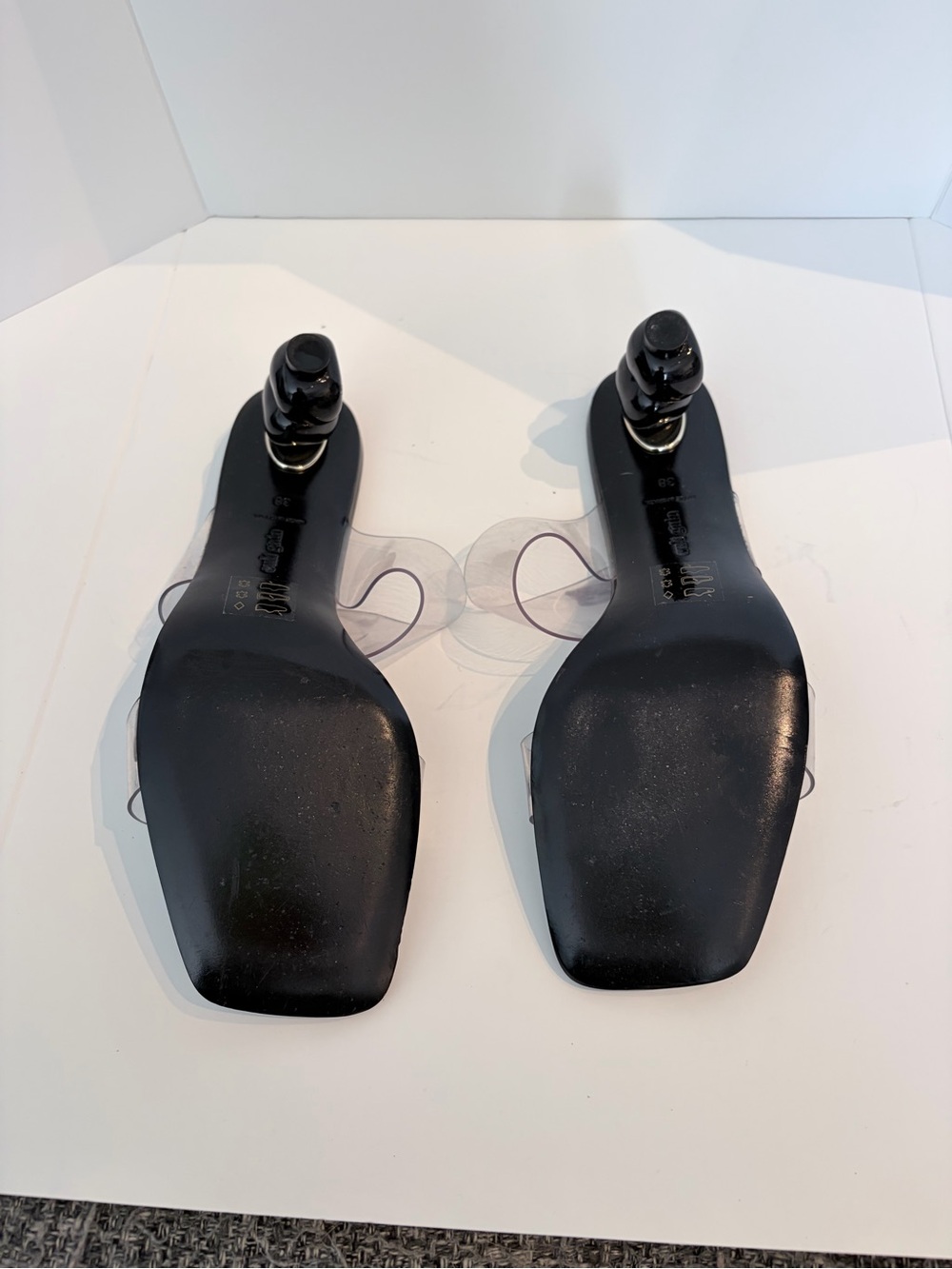 cult gaia Black Heeled Sandals with Clear Straps - Picture 3 of 5